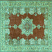 Square Machine Washable Persian Turquoise Traditional Area Rugs, wshtr3161turq