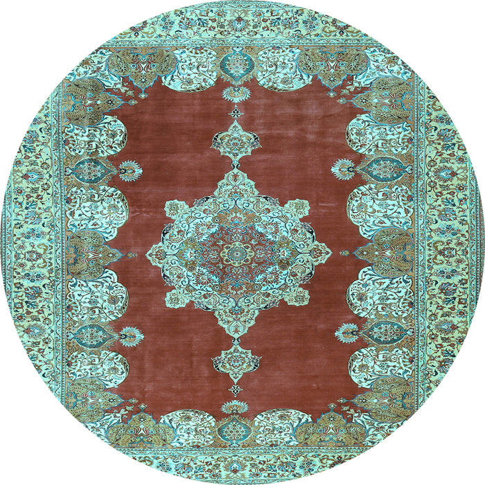 Round Persian Light Blue Traditional Rug, tr3161lblu