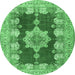 Round Persian Emerald Green Traditional Rug, tr3161emgrn