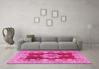 Machine Washable Persian Pink Traditional Rug, wshtr3161pnk