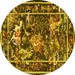 Round Persian Yellow Traditional Rug, tr3162yw