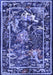 Machine Washable Persian Blue Traditional Rug, wshtr3162blu