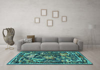 Machine Washable Persian Turquoise Traditional Rug, wshtr3162turq