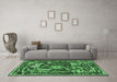 Machine Washable Persian Emerald Green Traditional Area Rugs in a Living Room,, wshtr3162emgrn