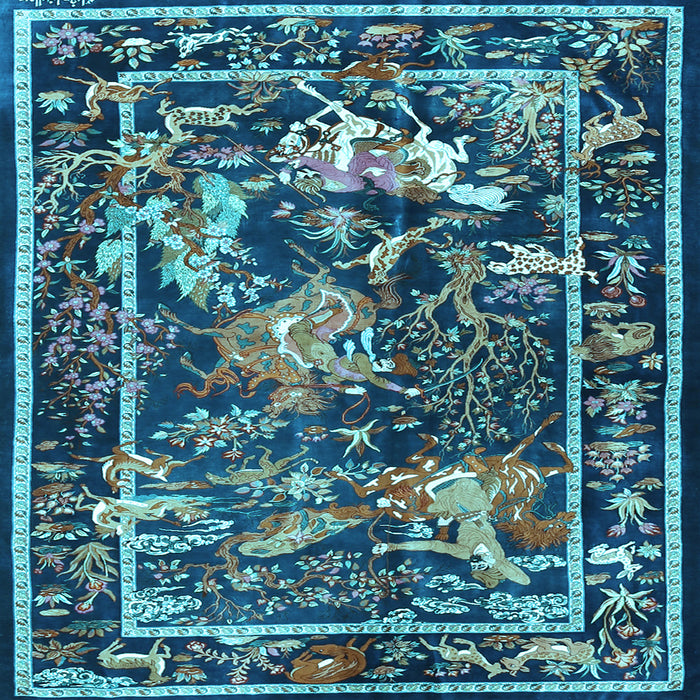 Square Machine Washable Persian Light Blue Traditional Rug, wshtr3162lblu