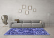 Machine Washable Persian Blue Traditional Rug in a Living Room, wshtr3162blu