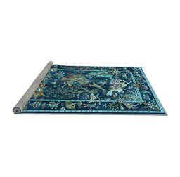 Sideview of Machine Washable Persian Light Blue Traditional Rug, wshtr3162lblu