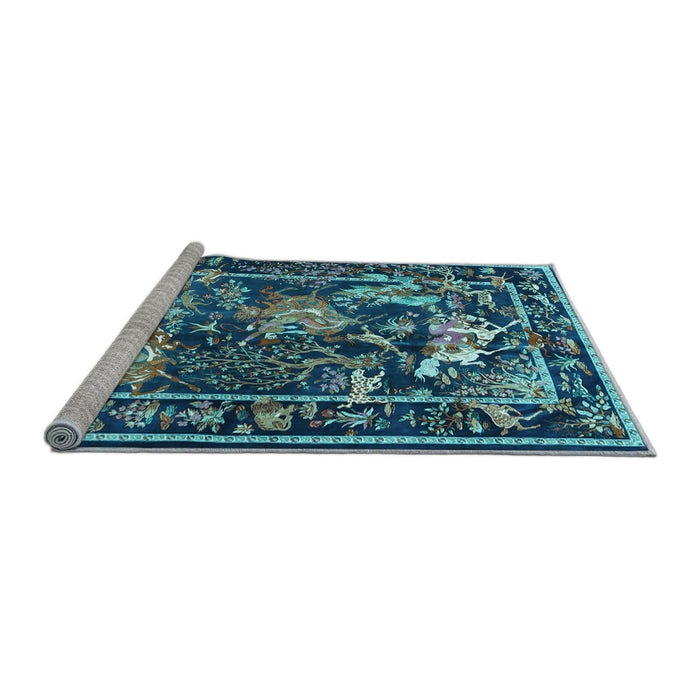 Sideview of Machine Washable Persian Light Blue Traditional Rug, wshtr3162lblu