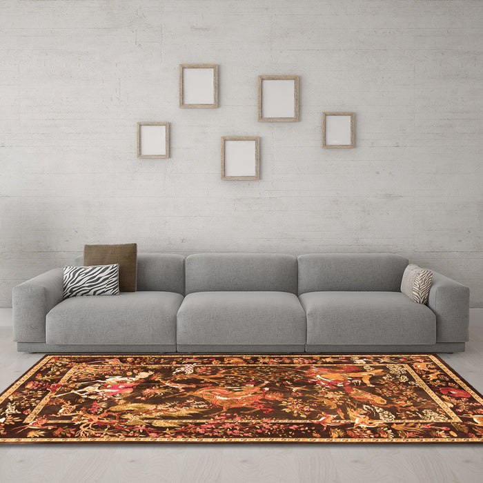 Machine Washable Persian Orange Traditional Area Rugs in a Living Room, wshtr3162org