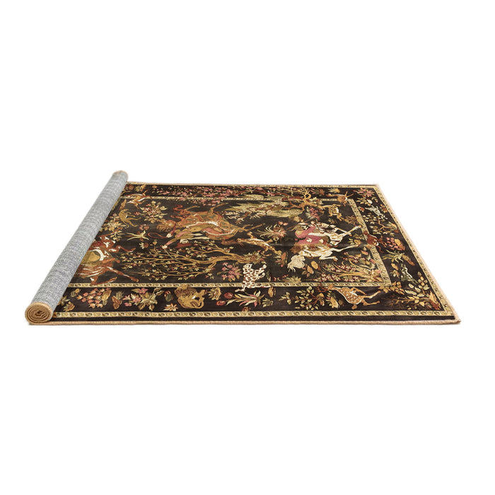Sideview of Machine Washable Persian Brown Traditional Rug, wshtr3162brn