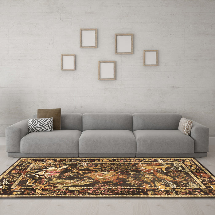 Machine Washable Persian Brown Traditional Rug in a Living Room,, wshtr3162brn