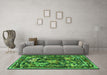 Machine Washable Persian Green Traditional Area Rugs in a Living Room,, wshtr3162grn