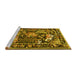 Sideview of Machine Washable Persian Yellow Traditional Rug, wshtr3162yw