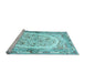 Sideview of Machine Washable Persian Light Blue Traditional Rug, wshtr3163lblu