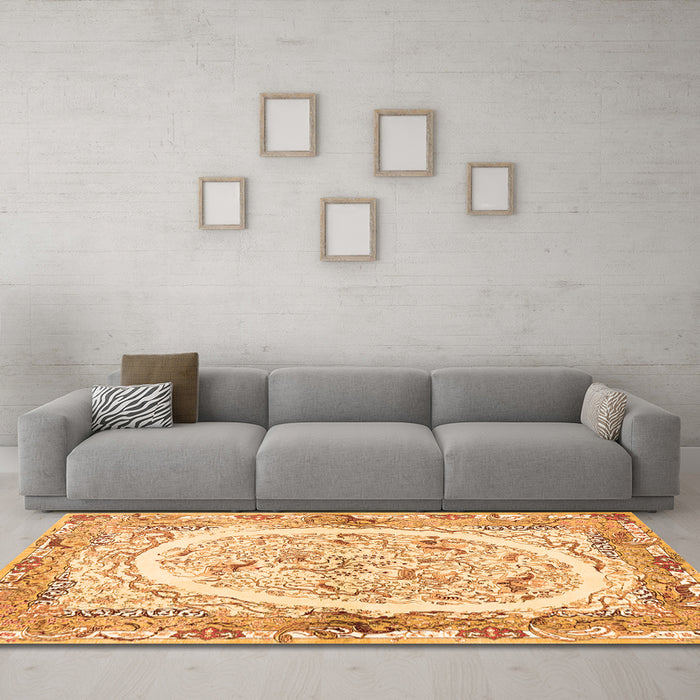 Machine Washable Persian Orange Traditional Area Rugs in a Living Room, wshtr3163org