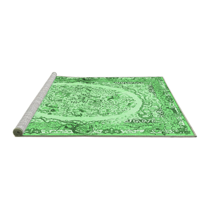 Sideview of Machine Washable Persian Emerald Green Traditional Area Rugs, wshtr3163emgrn