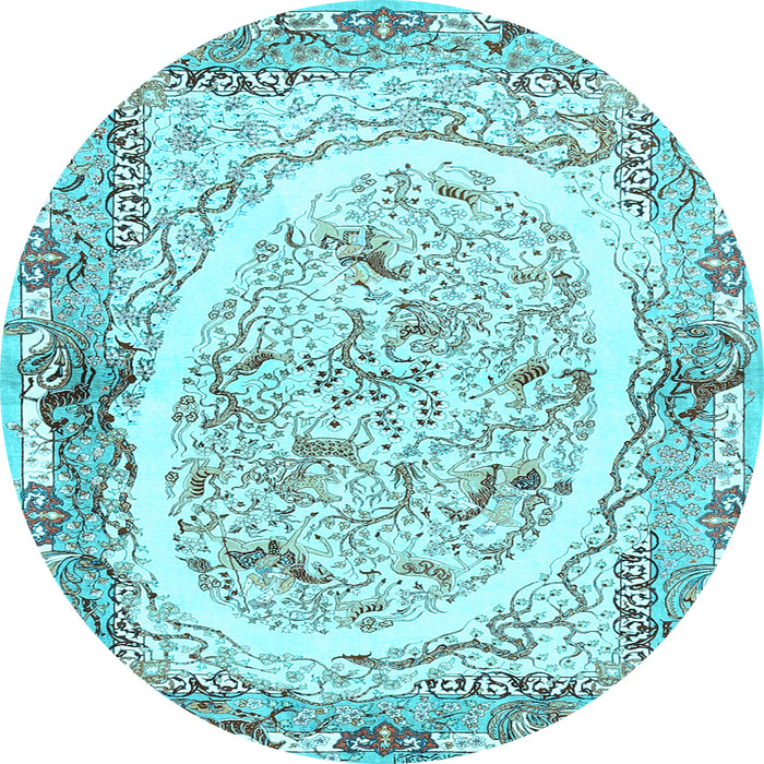 Round Persian Light Blue Traditional Rug, tr3163lblu