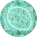 Round Persian Turquoise Traditional Rug, tr3163turq