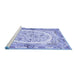 Sideview of Machine Washable Persian Blue Traditional Rug, wshtr3163blu