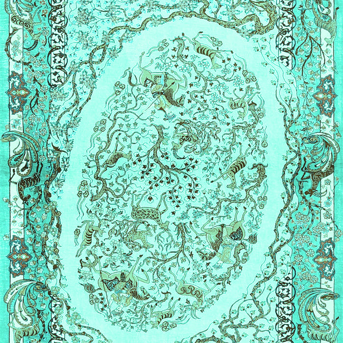 Machine Washable Persian Turquoise Traditional Area Rugs, wshtr3163turq