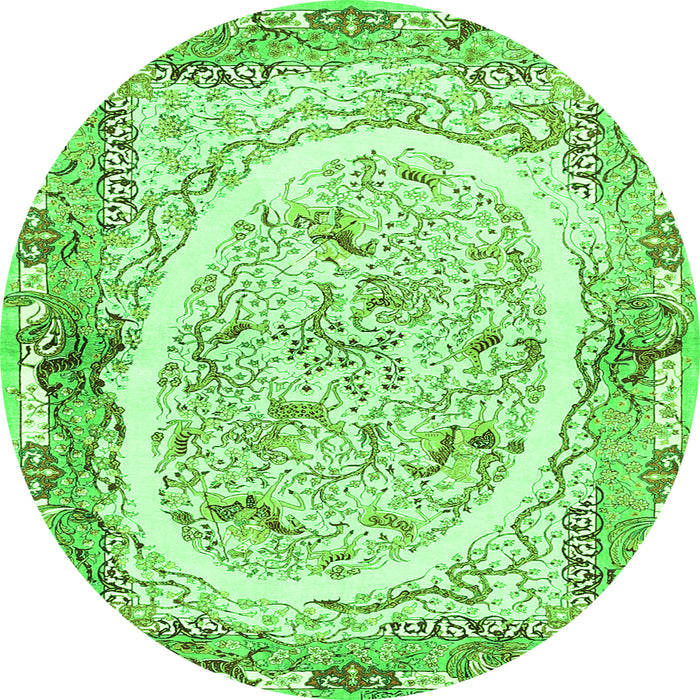 Square Persian Green Traditional Rug, tr3163grn