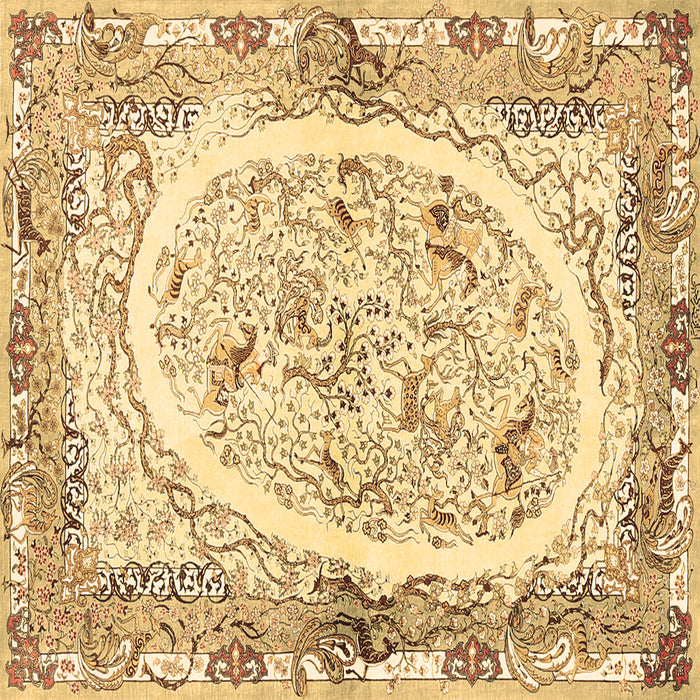 Square Persian Brown Traditional Rug, tr3163brn