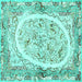 Square Persian Turquoise Traditional Rug, tr3163turq