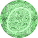 Round Persian Emerald Green Traditional Rug, tr3163emgrn