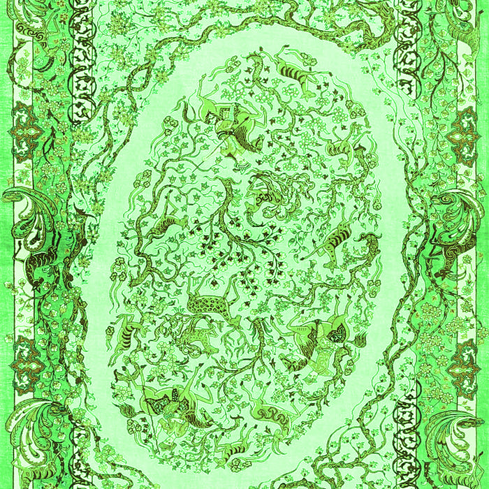 Serging Thickness of Machine Washable Persian Green Traditional Area Rugs, wshtr3163grn