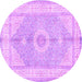 Round Medallion Purple Traditional Rug, tr3164pur