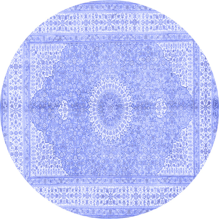 Round Medallion Blue Traditional Rug, tr3164blu