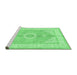 Sideview of Machine Washable Medallion Emerald Green Traditional Area Rugs, wshtr3164emgrn