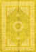 Machine Washable Medallion Yellow Traditional Rug, wshtr3164yw