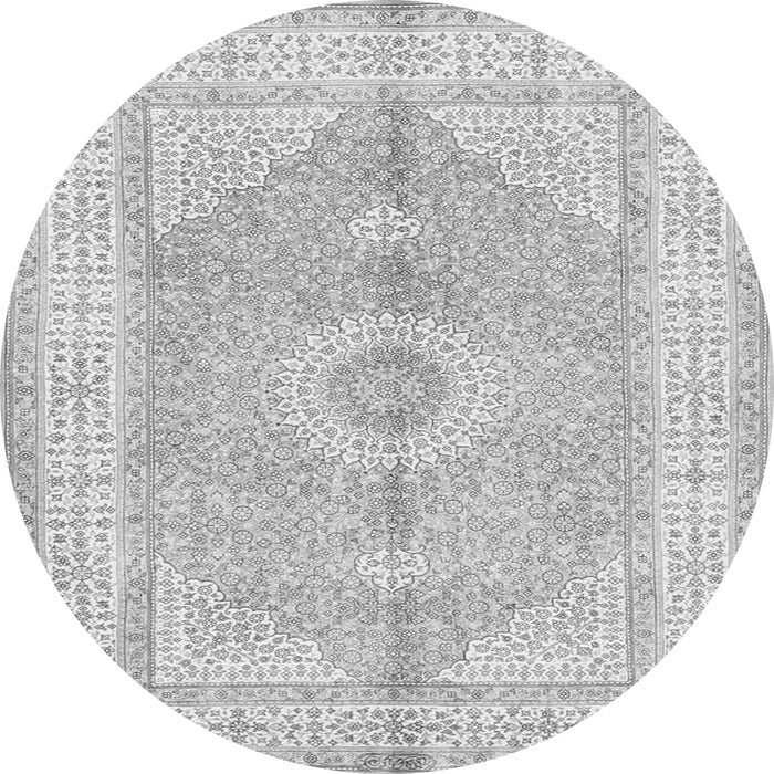 Machine Washable Medallion Gray Traditional Rug, wshtr3164gry