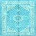 Square Medallion Light Blue Traditional Rug, tr3164lblu