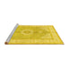 Sideview of Machine Washable Medallion Yellow Traditional Rug, wshtr3164yw