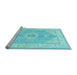 Sideview of Machine Washable Medallion Light Blue Traditional Rug, wshtr3164lblu