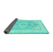 Sideview of Medallion Turquoise Traditional Rug, tr3164turq