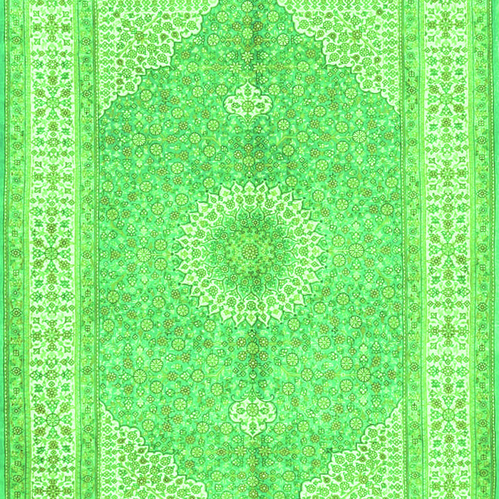 Serging Thickness of Machine Washable Medallion Green Traditional Area Rugs, wshtr3164grn
