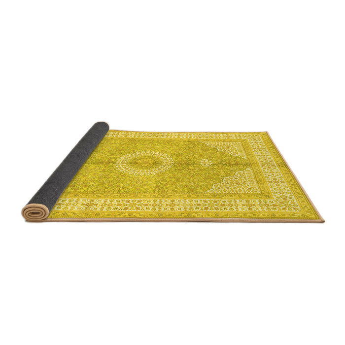 Sideview of Medallion Yellow Traditional Rug, tr3164yw