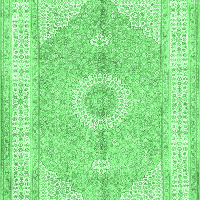 Machine Washable Medallion Emerald Green Traditional Area Rugs, wshtr3164emgrn