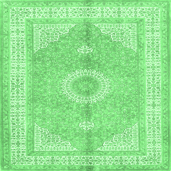Square Medallion Emerald Green Traditional Rug, tr3164emgrn