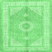 Square Medallion Emerald Green Traditional Rug, tr3164emgrn