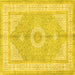 Square Medallion Yellow Traditional Rug, tr3164yw