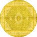 Round Medallion Yellow Traditional Rug, tr3164yw