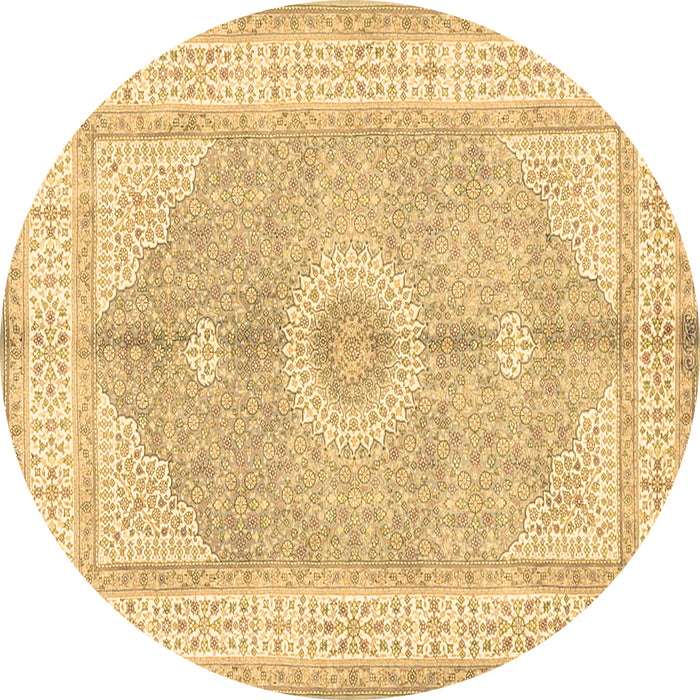 Round Medallion Brown Traditional Rug, tr3164brn