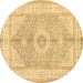 Round Medallion Brown Traditional Rug, tr3164brn