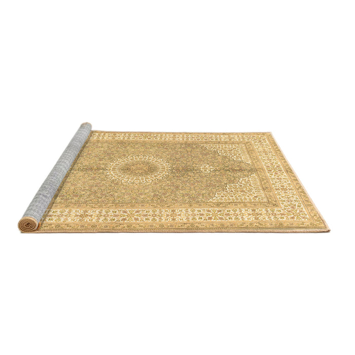 Sideview of Machine Washable Medallion Brown Traditional Rug, wshtr3164brn