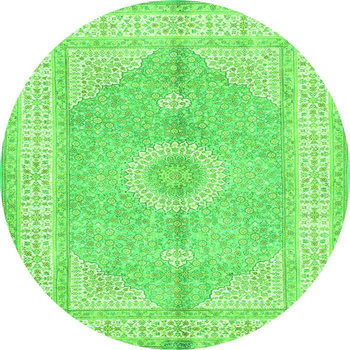 Square Medallion Green Traditional Rug, tr3164grn