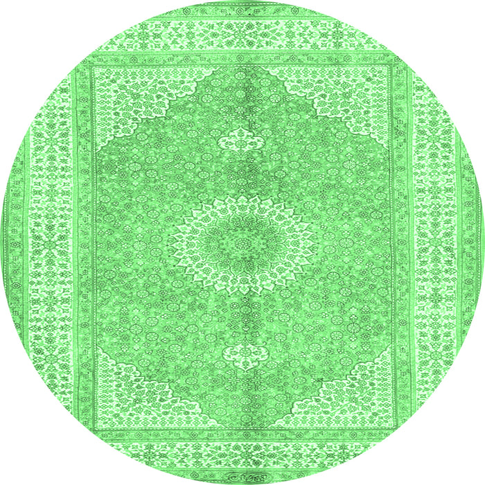 Round Medallion Emerald Green Traditional Rug, tr3164emgrn